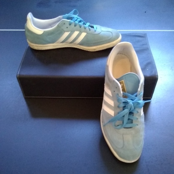 adidas Shoes | Adidas Samba Light Blue Mens Shoes 1 Suede Velvet | Poshmark